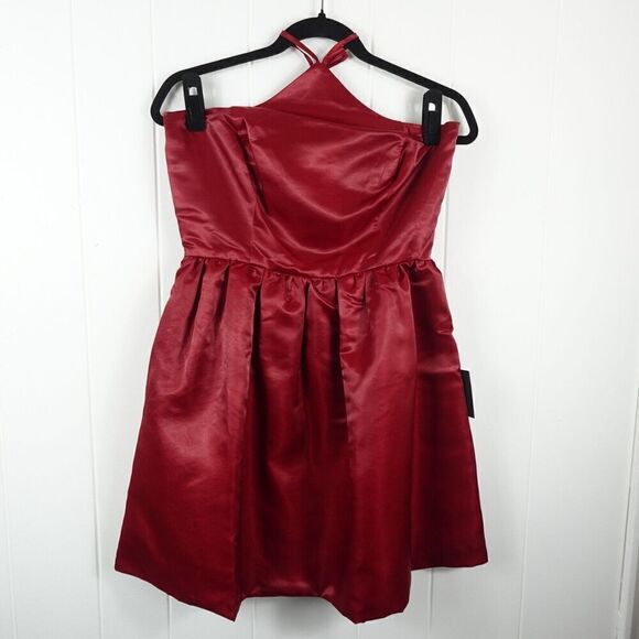 Lulus Womens Dress Red Satin Halter Mini X-Small - Picture 6 of 13